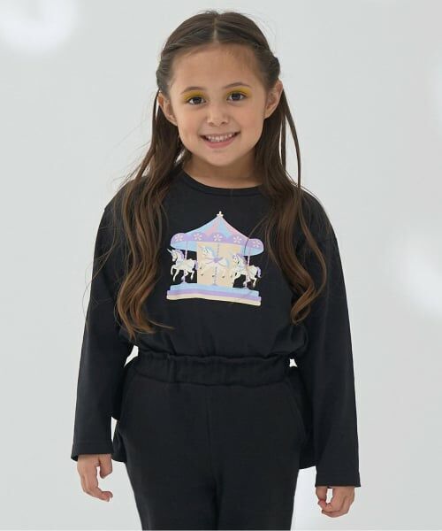 Lycee mine / リセマイン Tシャツ | 【ソフトコットン】選べる4柄8色展開アソートプリントAラインTシャツ（黒）