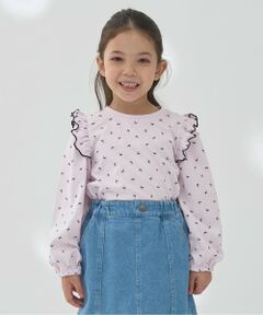 Lycee mine / リセマイン Tシャツ | 【ソフトコットン】フリル付きボリュームスリーブアソート総柄Tシャツ