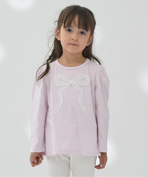 Lycee mine / リセマイン Tシャツ | 【ソフトコットン】アソートリボンモチーフAラインTシャツ（ライト ピンク）