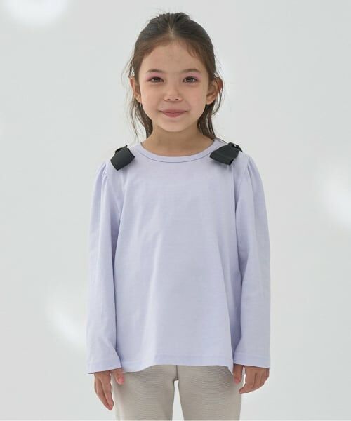 Lycee mine / リセマイン Tシャツ | 【ソフトコットン】アソートリボンモチーフAラインTシャツ（ラベンダー）