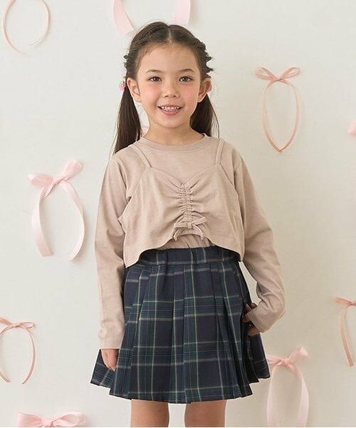 Lycee mine / リセマイン Tシャツ | 【ソフトコットン】ミニキャミ&シンプルTシャツセット（シナモン）