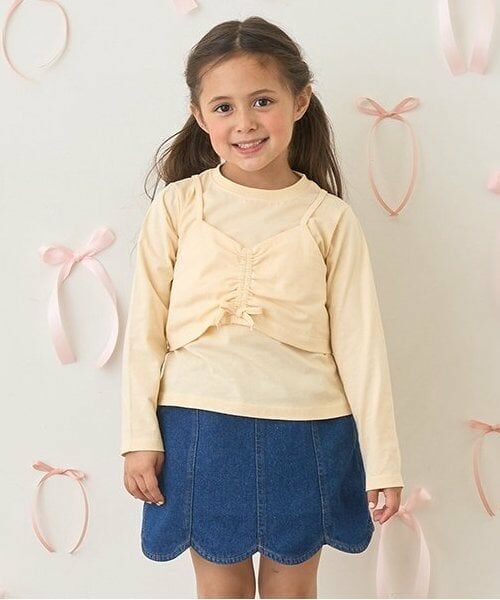 Lycee mine / リセマイン Tシャツ | 【ソフトコットン】ミニキャミ&シンプルTシャツセット（クリーム）