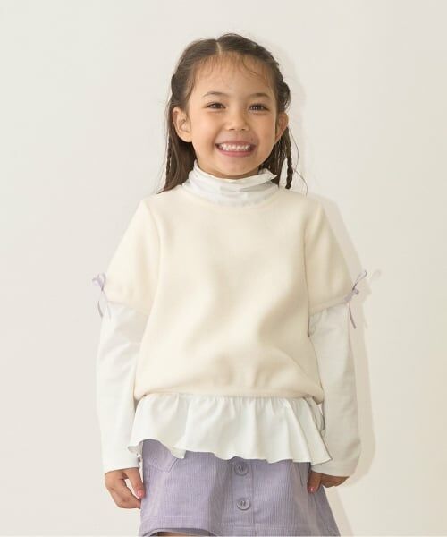 Lycee mine / リセマイン ダウンジャケット・ベスト | ふわふわ起毛半袖トップス（オフ ホワイト）