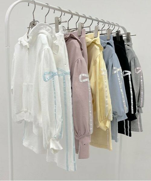 Lycee mine / リセマイン パーカー | 【セットアップ可】【毛玉バイバイ裏毛】リボンラインフルジップパーカ | 詳細18