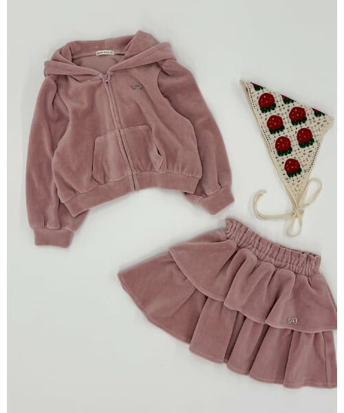 Lycee mine / リセマイン パーカー | 【もっちりベロア】【セットアップ可】ギャザースリーブジップパーカ | 詳細15