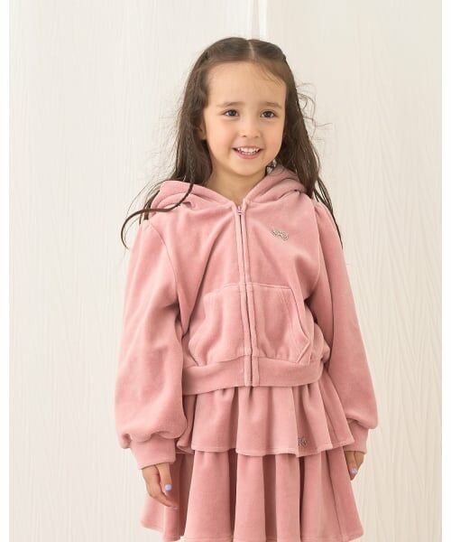 Lycee mine / リセマイン パーカー | 【もっちりベロア】【セットアップ可】ギャザースリーブジップパーカ（ピンク）