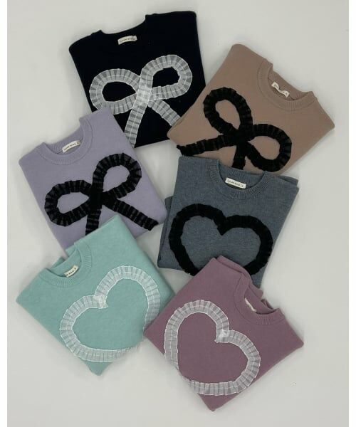 Lycee mine / リセマイン ニット・セーター | 【マシュマロみたいな着心地】【マシンウォッシャブル】ハート・リボンアソートモチーフセーター | 詳細17