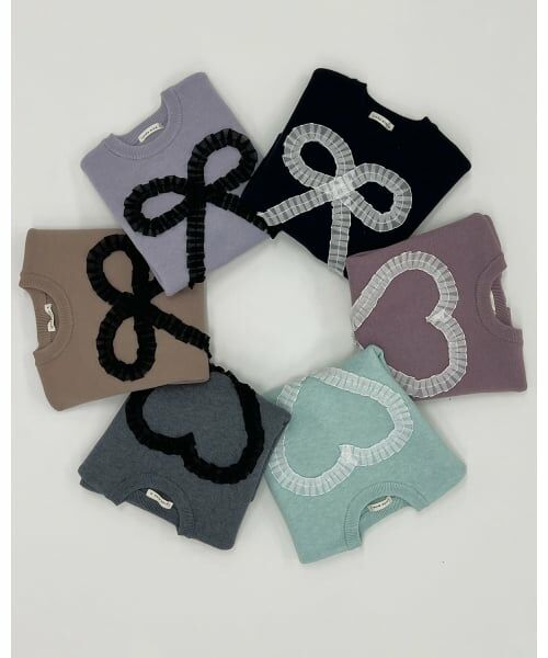 Lycee mine / リセマイン ニット・セーター | 【マシュマロみたいな着心地】【マシンウォッシャブル】ハート・リボンアソートモチーフセーター | 詳細18