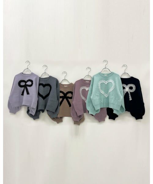 Lycee mine / リセマイン ニット・セーター | 【マシュマロみたいな着心地】【マシンウォッシャブル】ハート・リボンアソートモチーフセーター | 詳細19