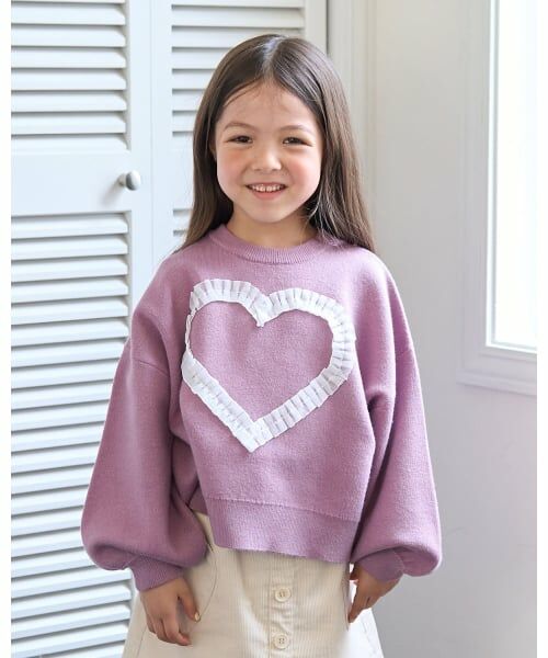 Lycee mine / リセマイン ニット・セーター | 【マシュマロみたいな着心地】【マシンウォッシャブル】ハート・リボンアソートモチーフセーター（ディープ ピンク）