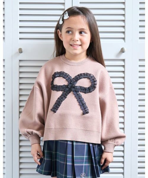 Lycee mine / リセマイン ニット・セーター | 【マシュマロみたいな着心地】【マシンウォッシャブル】ハート・リボンアソートモチーフセーター（ベージュ）