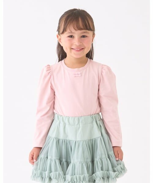 Lycee mine / リセマイン Tシャツ | 【Lycee mine バレエシリーズ】パワーショルダーリボン付きトップス（モデレート ピンク）