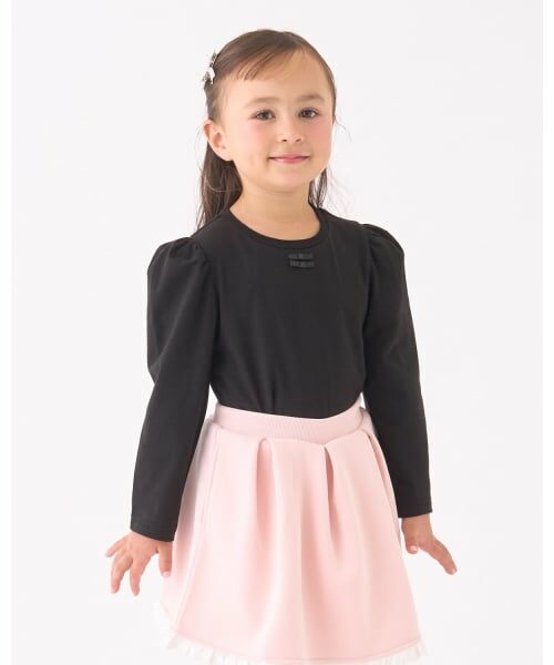 Lycee mine / リセマイン Tシャツ | 【Lycee mine バレエシリーズ】パワーショルダーリボン付きトップス（黒）