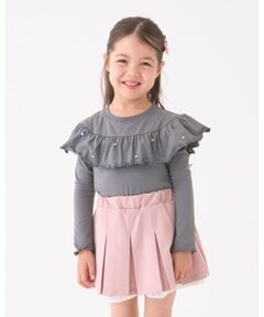 Lycee mine / リセマイン Tシャツ | 【Lycee mine バレエシリーズ】ラウンドフリルパール付きトップス