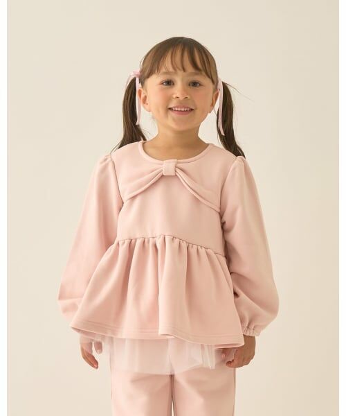 Lycee mine / リセマイン スウェット | 【Lycee mine バレエシリーズ】リボンカラーペプラムトップス（モデレート ピンク）