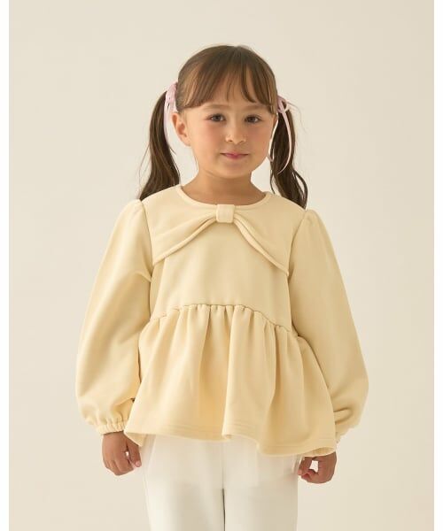 Lycee mine / リセマイン スウェット | 【Lycee mine バレエシリーズ】リボンカラーペプラムトップス（クリーム）