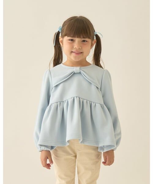 Lycee mine / リセマイン スウェット | 【Lycee mine バレエシリーズ】リボンカラーペプラムトップス（ライト ブルー）