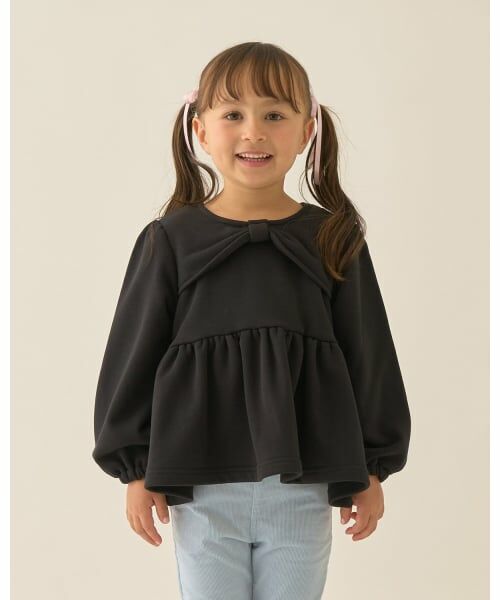 Lycee mine / リセマイン スウェット | 【Lycee mine バレエシリーズ】リボンカラーペプラムトップス（黒）