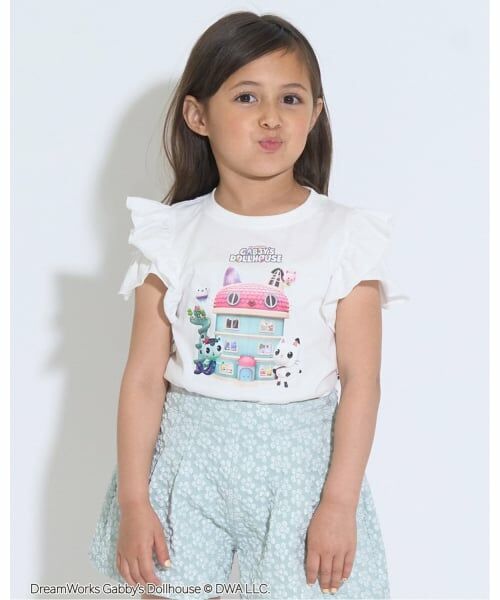 Lycee mine / リセマイン Tシャツ | 【ギャビーズドールハウス】【ソフトコットン】デザインスリーブプリントTシャツ（オフ ホワイト）