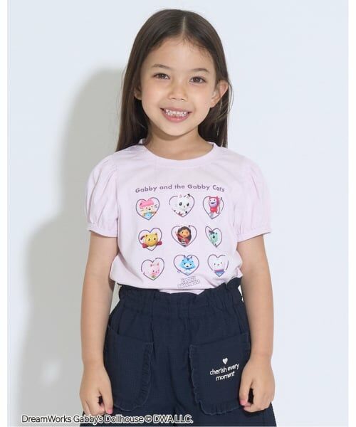 Lycee mine / リセマイン Tシャツ | 【ギャビーズドールハウス】【ソフトコットン】パフスリーブプリントTシャツ（ライト ピンク）