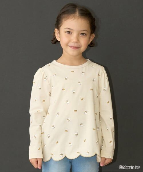 Lycee mine / リセマイン Tシャツ | 【Miffy】総柄裾スカラップAラインTシャツ（アイボリー）