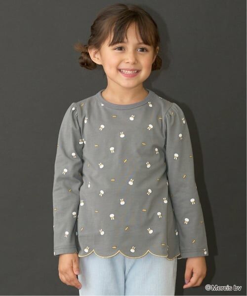 Lycee mine / リセマイン Tシャツ | 【Miffy】総柄裾スカラップAラインTシャツ（チャコール）