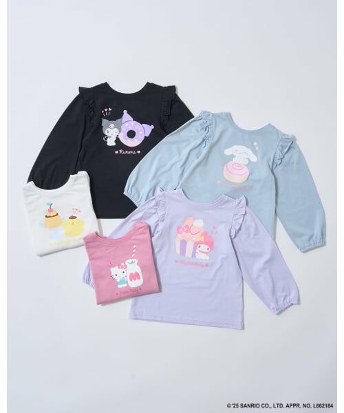 Lycee mine / リセマイン Tシャツ | 【大人気カラー再入荷】【サンリオキャラクターズ】【どちらが前でもOK】【ソフトコットン】肩フリルAラインTシャツ | 詳細1