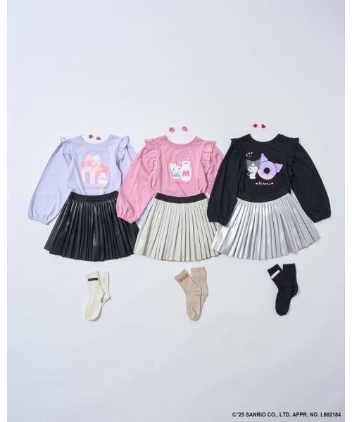 Lycee mine / リセマイン Tシャツ | 【大人気カラー再入荷】【サンリオキャラクターズ】【どちらが前でもOK】【ソフトコットン】肩フリルAラインTシャツ | 詳細12