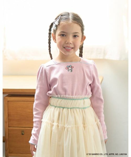 Lycee mine / リセマイン Tシャツ | 【サンリオキャラクターズ】ワンポイント刺しゅうトップス（ピンク）