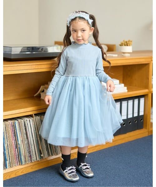 Lycee mine / リセマイン ミニ丈・ひざ丈ワンピース | チュールドッキングワンピース（ブルー グレー）