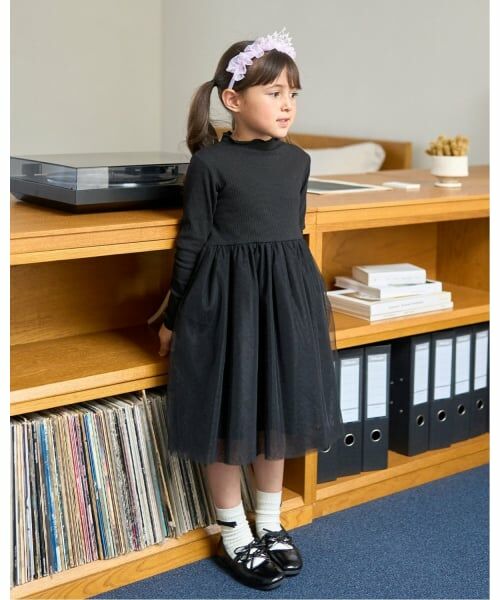 Lycee mine / リセマイン ミニ丈・ひざ丈ワンピース | チュールドッキングワンピース（黒）