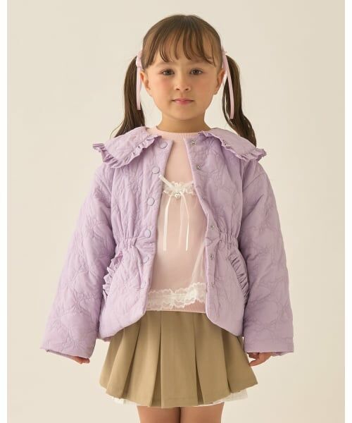 Lycee mine / リセマイン ブルゾン | 【Lycee mine バレエシリーズ】ミドル丈リボンキルティングジャケット（ラベンダー）