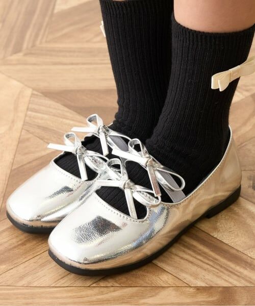 Lycee mine / リセマイン パンプス | ダブルリボンバレエシューズ（シルバー）