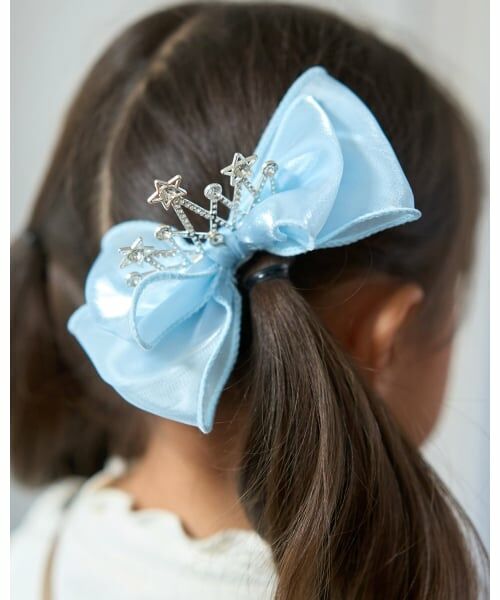 Lycee mine / リセマイン ヘアピン | ビッグリボンティアラ付きヘアクリップ（サックス）