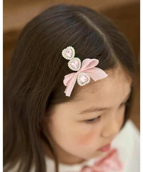 Lycee mine / リセマイン ヘアピン | リボン付きキラキラヘアクリップ（ピンク）