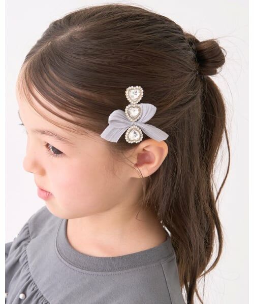 Lycee mine / リセマイン ヘアピン | リボン付きキラキラヘアクリップ（シルバー）