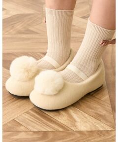 Lycee mine / リセマイン ビジネス・ドレスシューズ | ファー梵天付きバレエシューズ