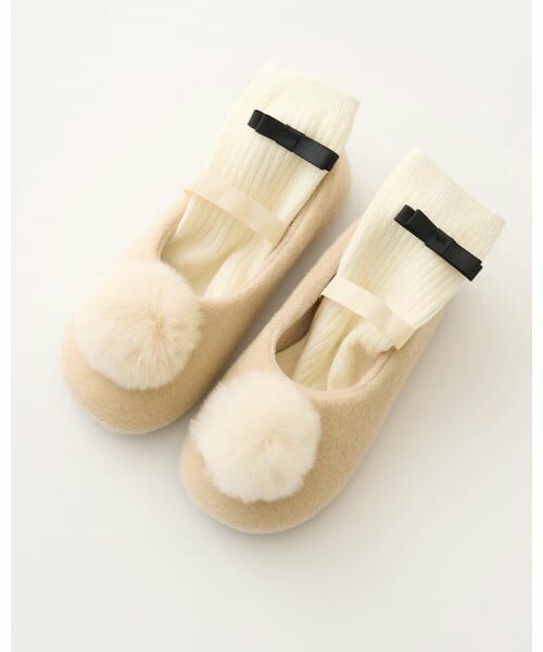 Lycee mine / リセマイン ビジネス・ドレスシューズ | ファー梵天付きバレエシューズ | 詳細3
