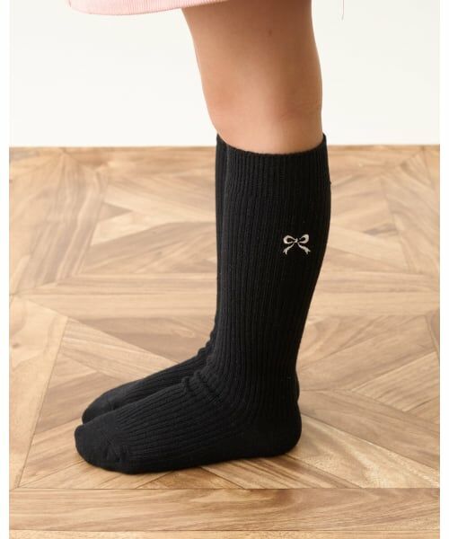 Lycee mine / リセマイン ソックス | 【大好評につき再入荷】【Lycee mine バレエシリーズ】リボン刺しゅうハイソックス（黒）