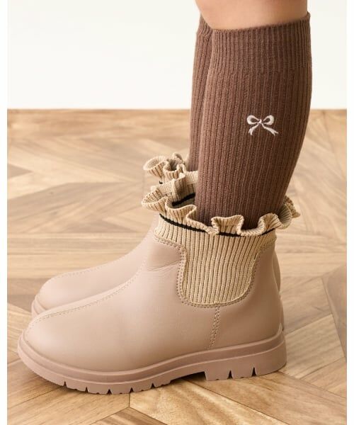 Lycee mine / リセマイン ブーツ（ショート丈） | 【Lycee mine バレエシリーズ】フリルリブサイドゴアブーツ | 詳細14