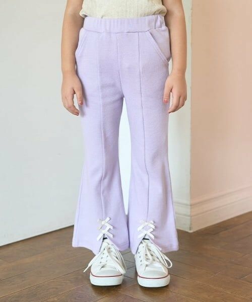 Lycee mine / リセマイン その他パンツ | 【ともパン】【裏起毛】裾リボン付きスリットフレアパンツ（ライラック）