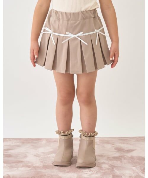 Lycee mine / リセマイン ミニ・ひざ丈スカート | 【Lycee mine バレエシリーズ】ボックスプリーツスカート(インパン付き)（ベージュ）