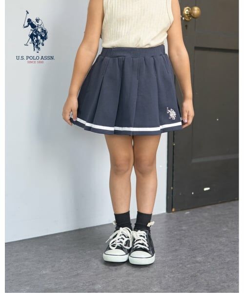 Lycee mine / リセマイン ミニ・ひざ丈スカート | 【U.S.POLO ASSN.】スウェットプリーツスカート(インパン付き)（紺）