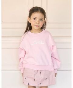 【毛玉バイバイ裏毛】リボン刺しゅうスウェット