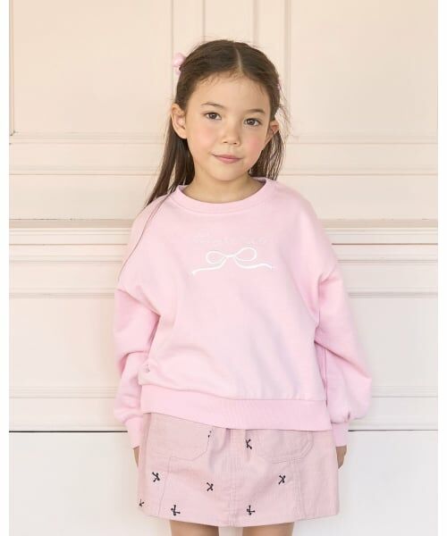 Lycee mine / リセマイン スウェット | 【毛玉バイバイ裏毛】リボン刺しゅうスウェット（ピンク）