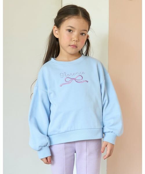 Lycee mine / リセマイン スウェット | 【毛玉バイバイ裏毛】リボン刺しゅうスウェット（サックス）