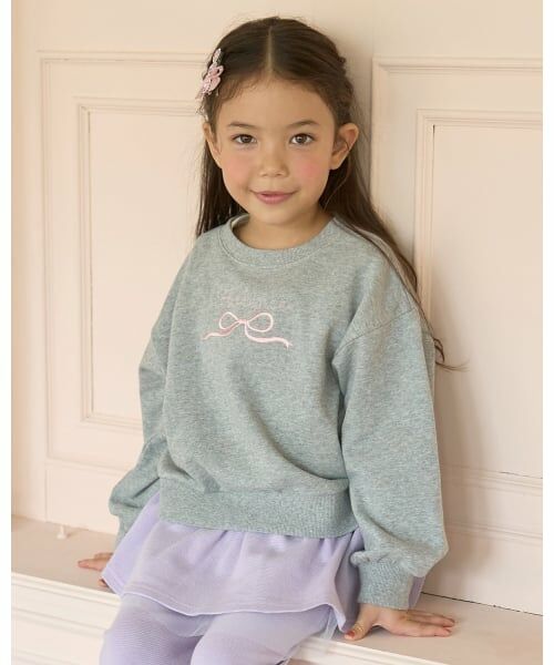 Lycee mine / リセマイン スウェット | 【毛玉バイバイ裏毛】リボン刺しゅうスウェット（トップ グレー）