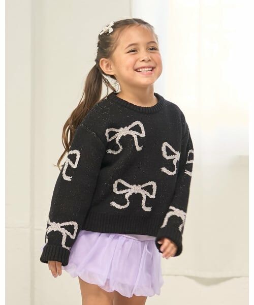 Lycee mine / リセマイン ニット・セーター | 短丈ラメリボンセーター（黒）