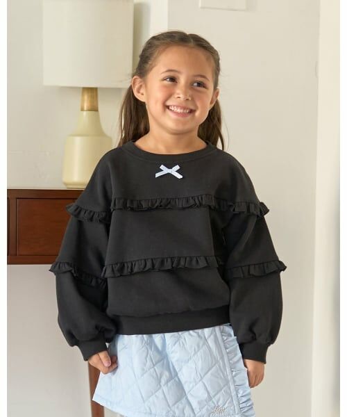 Lycee mine / リセマイン スウェット | 【毛玉バイバイ裏起毛】【どちらが前でもOK】フリルフリルスウェット（黒）