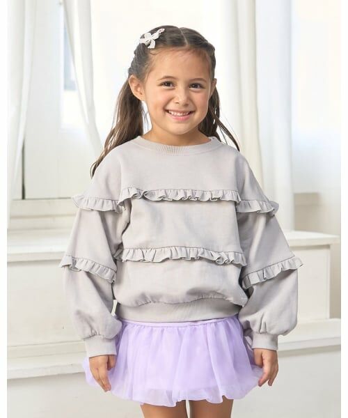 Lycee mine / リセマイン スウェット | 【毛玉バイバイ裏起毛】【どちらが前でもOK】フリルフリルスウェット（ライト グレー）